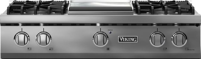 Viking 5 Series 36” Stainless Steel 4-Burner Liquid Propane Rangetop with Polished Chrome Trim-0