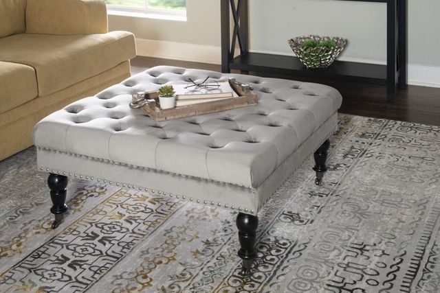 Linon Isabelle Black/Gray Ottoman-4