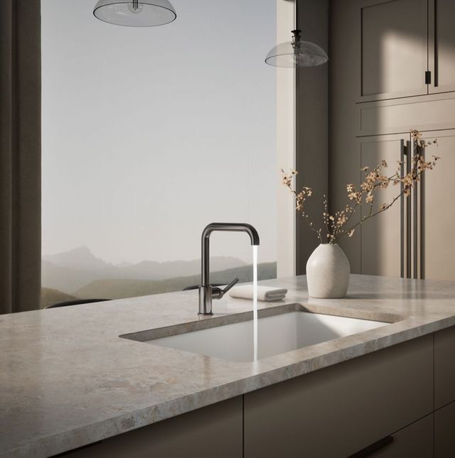 KOHLER® Purist® Vibrant Titanium Kitchen Sink Faucet with 3-Function Sprayhead-2