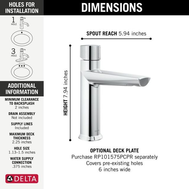 Delta Galeon® Lumicoat® Chrome Single Knob Handle Bathroom Faucet-1