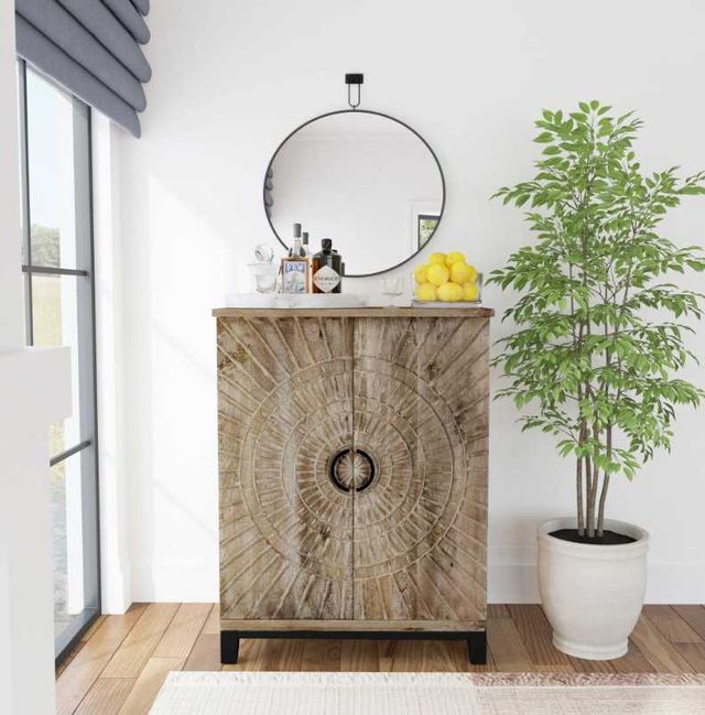 Classic Home Vivienne Distressed Taupe Bar Cabinet-1