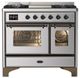 Ilve® Majestic III 40" Stainless Steel Pro Style Dual Fuel Natural Gas Range with Triple Glass Door and Burnished Trim-0