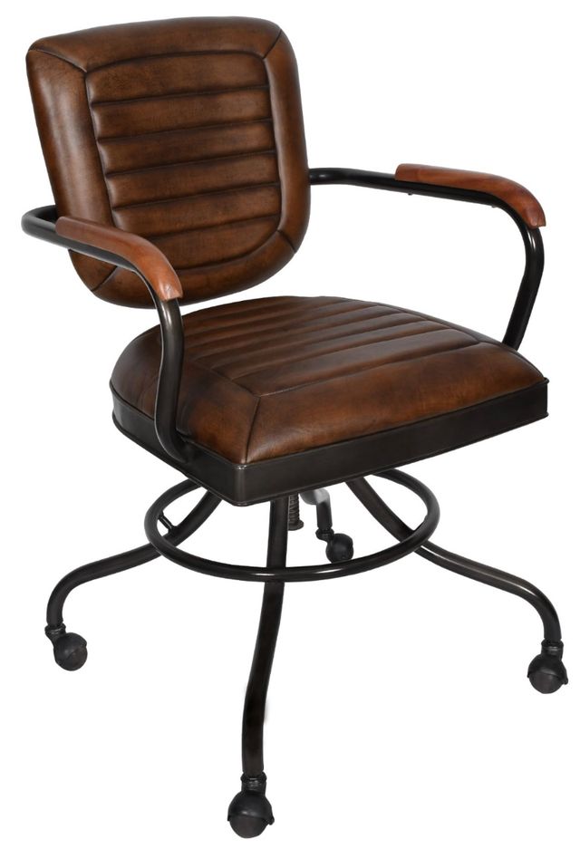 Home Trends & Design Essex Oden Antique Whiskey Desk Chair-0
