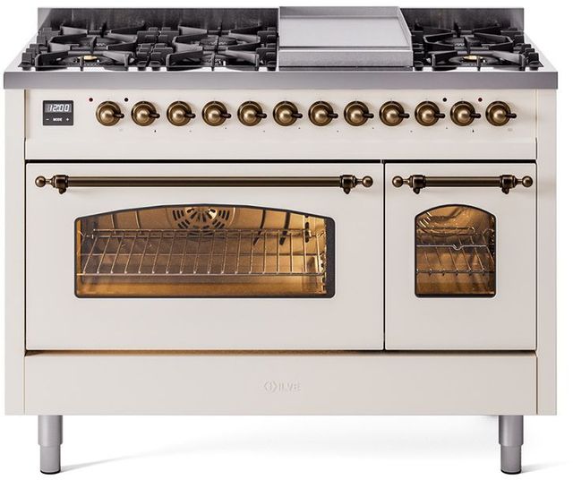 Ilve® Nostalgie II Series 48" Antique White Pro Style Dual Fuel Range-2
