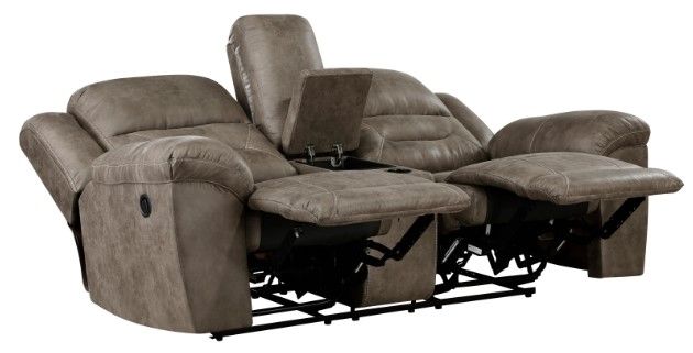 Homelegance® Hazen Brown Double Reclining Loveseat with Center Console-3
