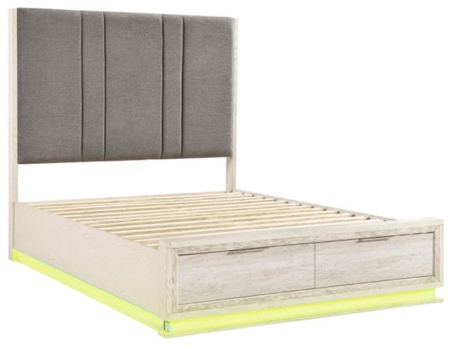 Homelegance® Noctis Beige/Gray Eastern King Platform Bed with Footboard Storage-3