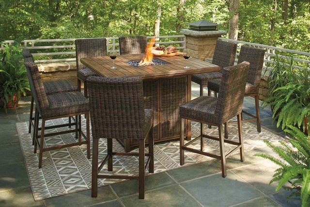 Signature Design by Ashley® Paradise Trail 9-Piece Medium Brown Outdoor Dining Set-3