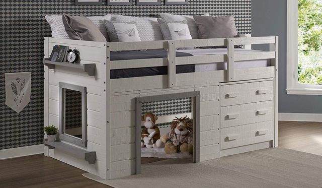 Donco Kids Sweet Dreams Gray/White Youth Twin Low Loft-1