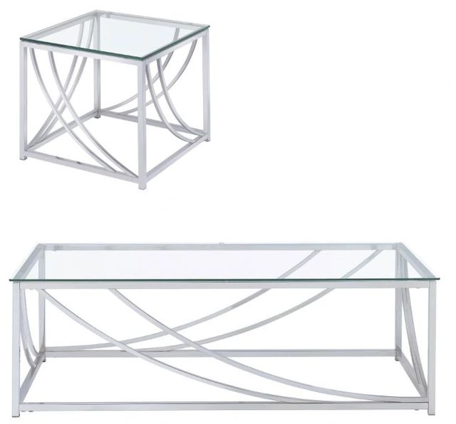 Coaster® Lille 2-Piece Tempered Glass Top Occasional Table with Chrome Base Set-0