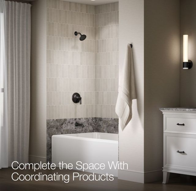 KOHLER® Buckley™ Rite-Temp® Matte Black 1.5 GPM Bath and Shower Trim Kit with Push-Button Diverter-3