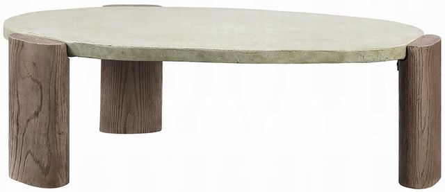 ACME Furniture Jacinda Weathered Gray Coffee Table with Oak Base-3