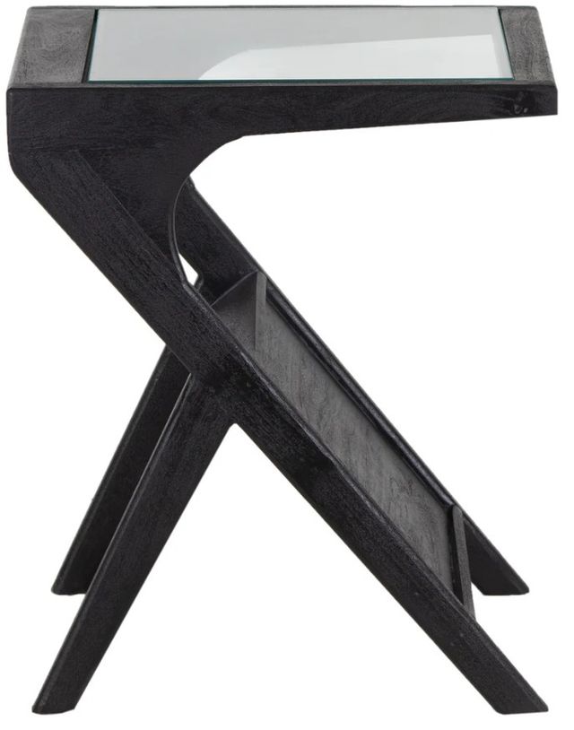 Porter International Designs Canberra Glass Top Recliner Table with Black Base-2