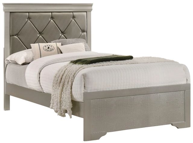 Crown Mark Amalia Gray/Silver Twin Upholstered Panel Bed-0
