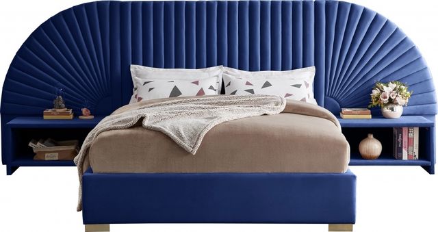 Meridian Furniture Cleo Navy Velvet King Bed-2