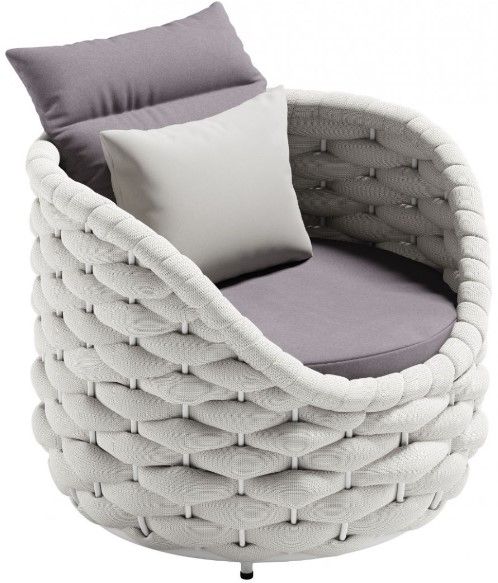 Zuo® Modern Coral Reef Gray/White Outdoor Aluminum/Olefin Accent Chair-1