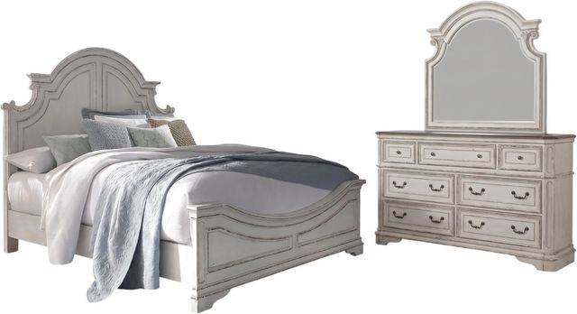 Liberty Furniture Magnolia Manor 3-Piece Antique White California King Panel Bedroom Set-0