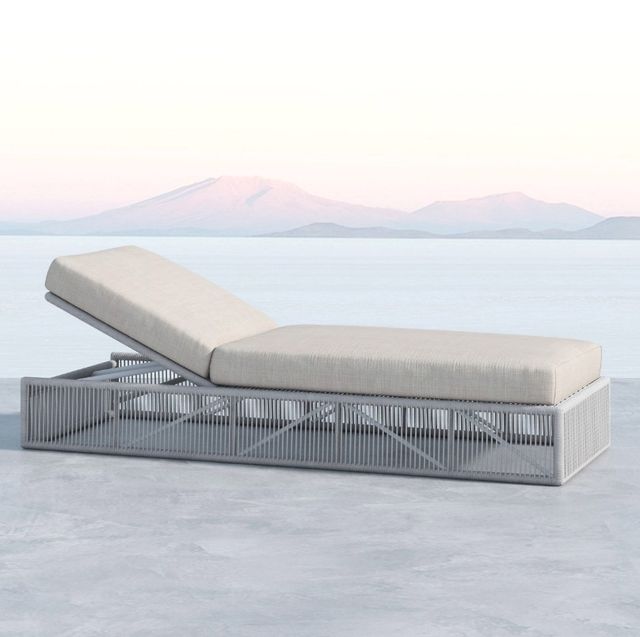 Sunset West Miami Silver Gray Aluminum/Olefin Rope Outdoor Adjustable Chaise with Echo Ash Cushion-2