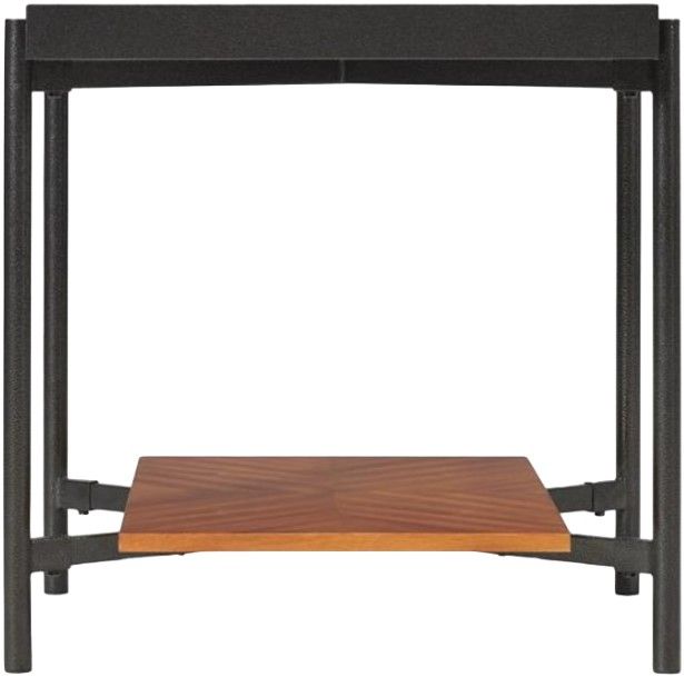 Riverside Furniture Lennox Black Rectangular Side Table with Rosewood Base-2