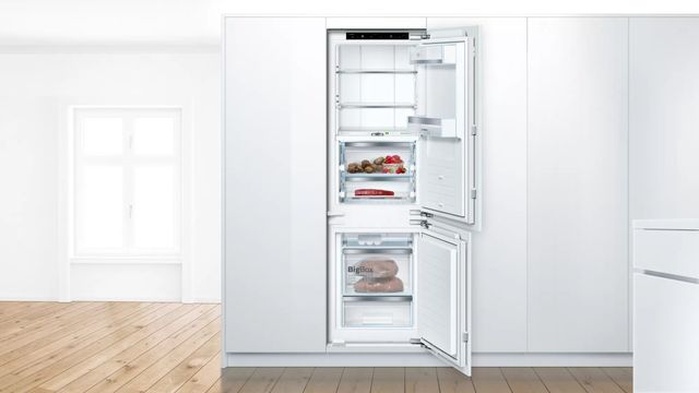 Bosch® 800 Series 22" 8.3 Cu. Ft. Custom Panel Built-In Counter Depth Bottom Freezer Refrigerator-6