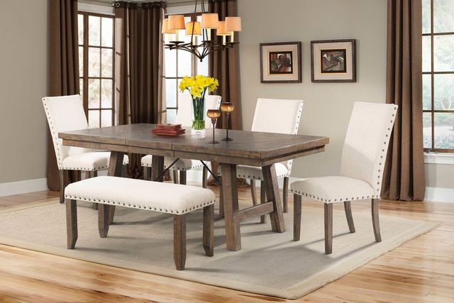 Elements International Jax Cherry/Cream Dining Bench-1