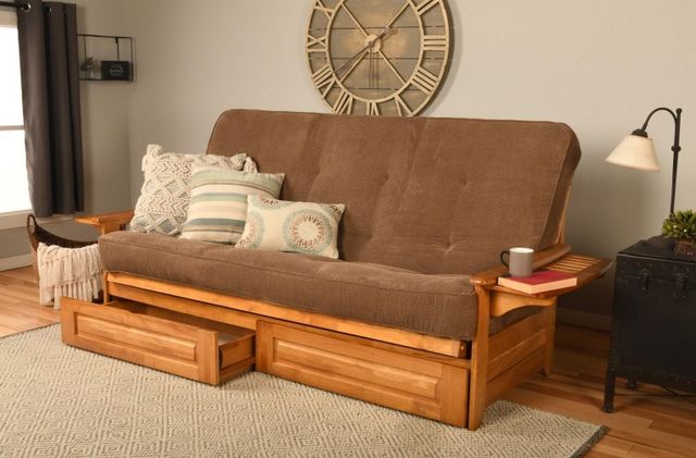 Kodiak Furniture Phoenix Marmont Mocha/Butternut Queen Storage Futon with Mattress-1