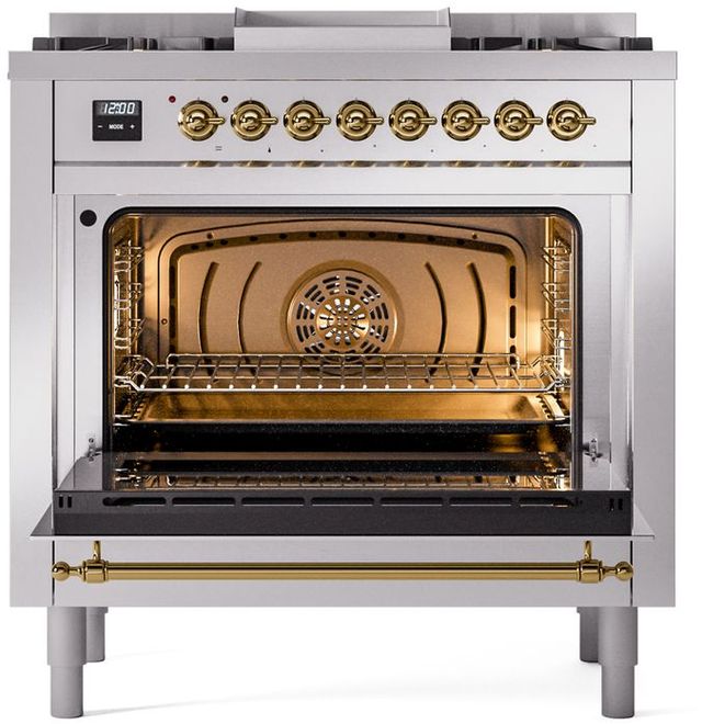 Ilve® Nostalgie II Series 36" Stainless Steel Pro Style Dual Fuel Range-2