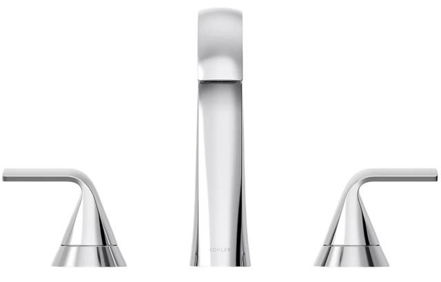KOHLER® Cursiva® Polished Chrome Widespread Bathroom Sink Faucet-1