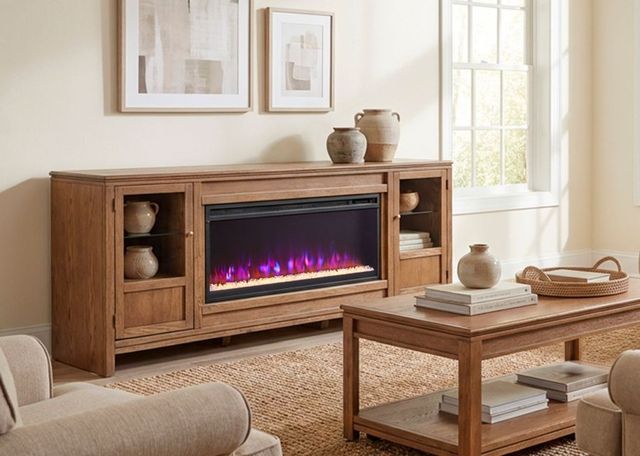 aspenhome® Sandro Brushed Bourbon 80" Fireplace Console-1