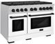 ZLINE Autograph Edition 48" Satin Stainless Steel Pro Style Gas Range with White Matte Door and Matte Black Accents-3