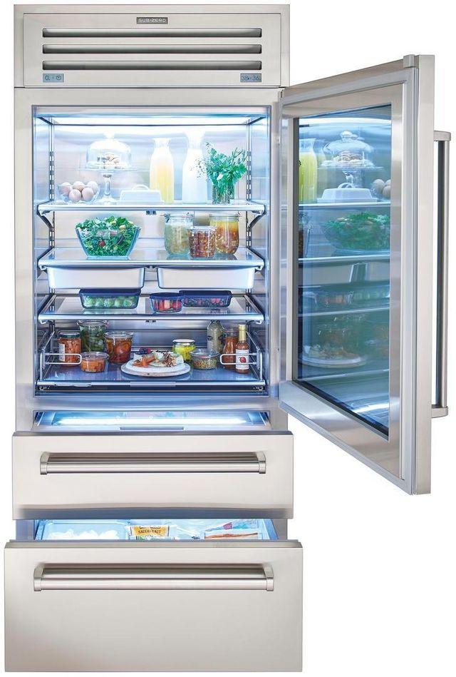 Sub-Zero® PRO Series 36" 22.7 Cu. Ft. Stainless Steel Frame Built-InBottom Freezer Refrigerator-3
