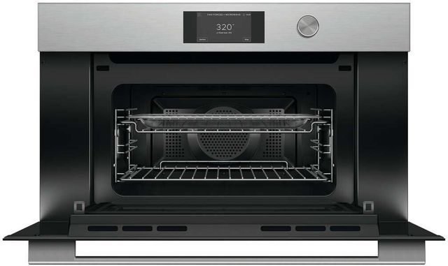 Fisher & Paykel Series 7 Contemporary 30" Brushed Silver Glass Compact Convection Speed Oven-1