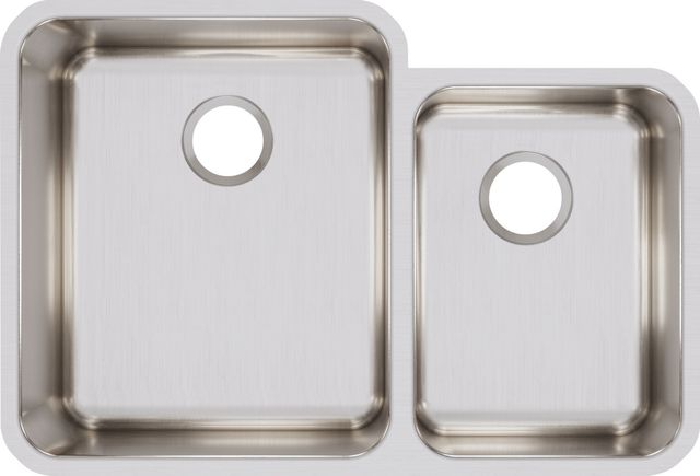 Elkay Lustertone® Classic Lustrous Satin 30-3/4" x 21" x 9-7/8" Offset 60/40 Double Bowl Undermount Sink-1