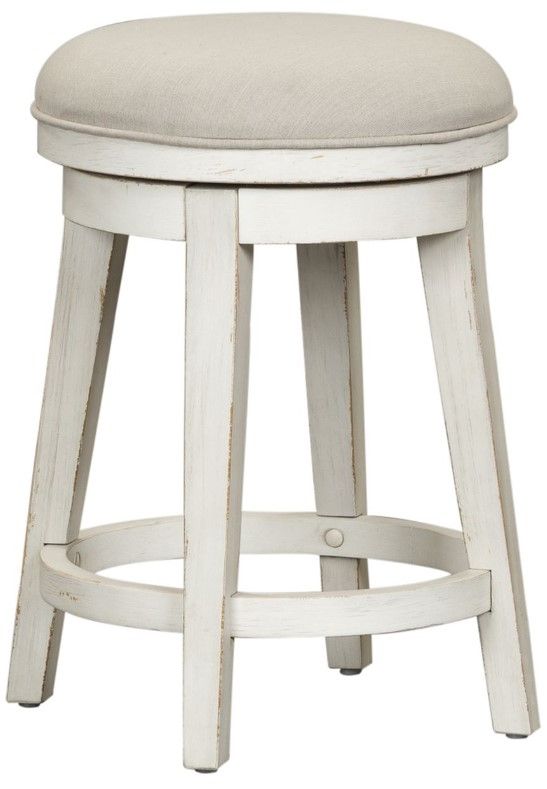 Liberty Furniture Modern Farmhouse Flea Market White/Gray Console Swivel Stool-0