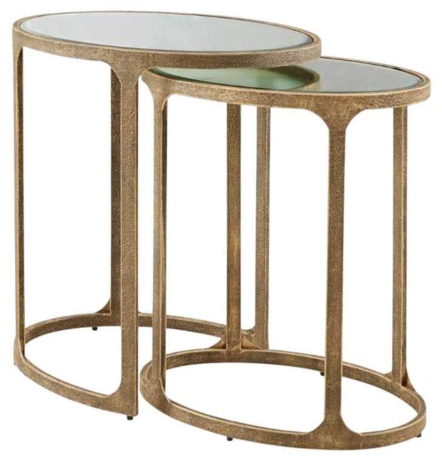 Signature Design by Ashley® Irmaleigh 2-Piece Glass Top Accent Table with Antique Gold Base-1