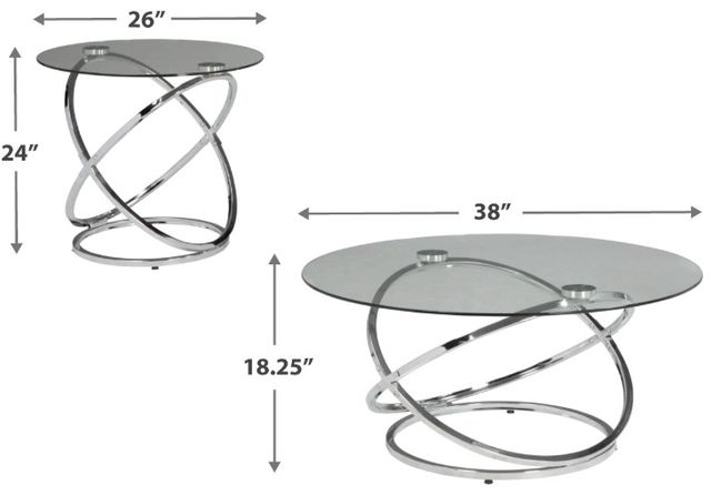 Signature Design by Ashley® Hollynyx 3-Piece Glass Top Occasional Table Set with Chrome Base-4