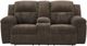 Signature Design by Ashley® Frohn Chocolate Reclining Loveseat with Console-1