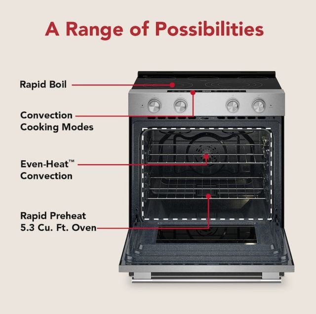 KitchenAid® 30" PrintShield™ Stainless Slide-In Electric Range with Convection Cooking Modes-3