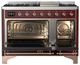 Ilve® Majestic III 48" Burgundy Pro Style Dual Fuel Natural Gas Range with Solid Door and Copper Trim-1