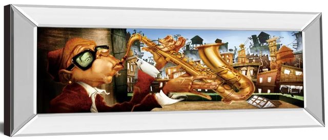 Classy Art Saxo City in Blue by Adam Perez Mirror Framed Wall Art-1