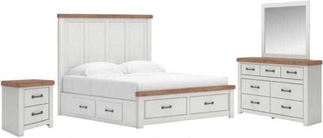 Benchcraft® Savonport 4-Piece Brown/White King Panel Storage Bedroom Set-0