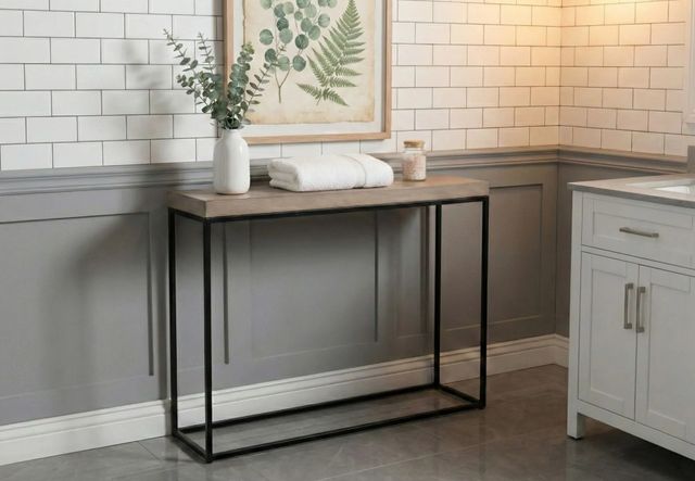 Sunny Designs™ Jax Brown Medium Console Table with Black Base-2