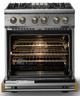 Viking® 5 Series 30" Stainless Steel Pro Style Dual Fuel (LP) Range with Polished Chrome Trim-1
