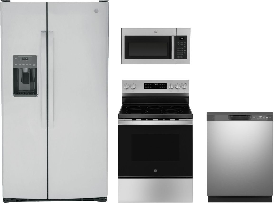 GE® 4 Piece Stainless Steel Kitchen Package