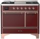Ilve® Majestic III 40" Burgundy Pro Style Dual Fuel Liquid Propane Range with Solid Door and Copper Trim-0