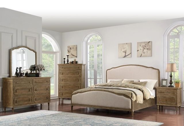 Emerald Home Interlude Beige/Sandstone Buff King Upholstered Panel Bed-1