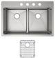 Elkay Crosstown® Polished Satin 33" 4-Hole Equal Double Bowl Dual Mount Sink Kit-1