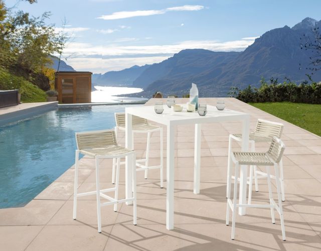 Meridian Furniture Maldives White Aluminum Outdoor Square Bar Table-4