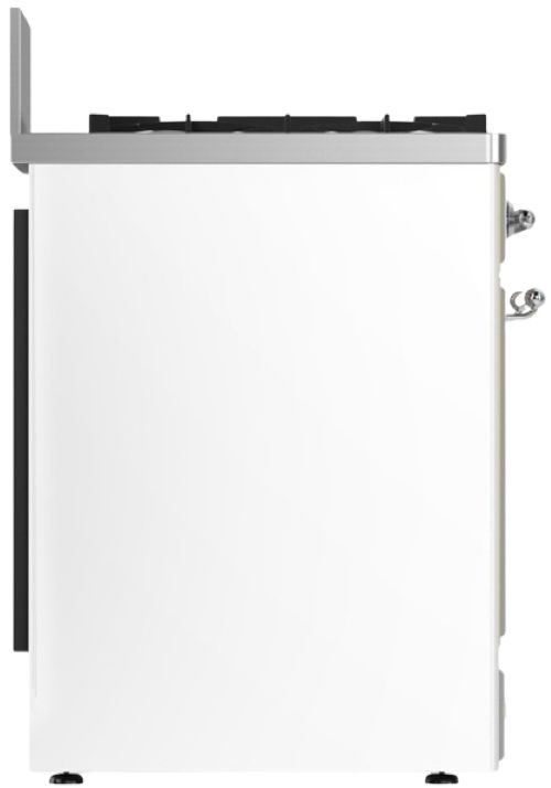 Ilve® Majestic III 30" White Pro Style Dual Fuel Liquid Propane Range with 5 Black Brass Burners and Chrome Trim-3