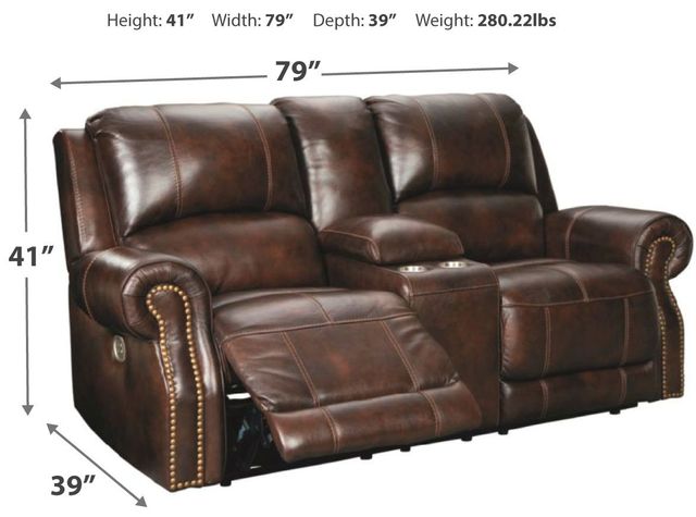Signature Design by Ashley® Buncrana Chocolate Power Reclining Loveseat-3