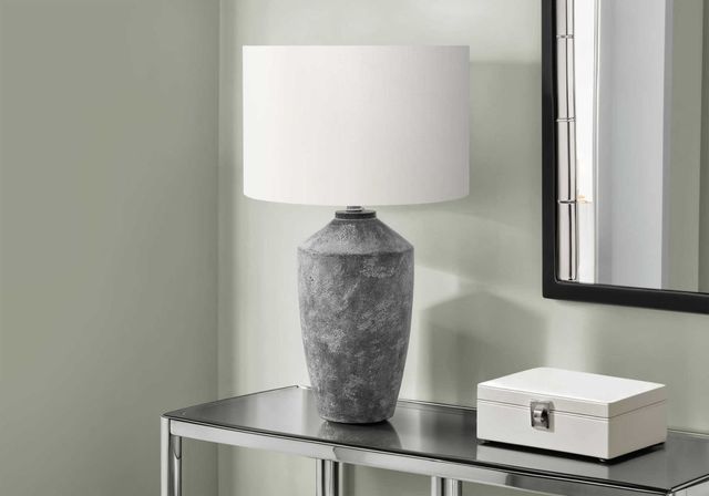 Monarch Specialties Inc. Grey Concrete Table Lamp with Ivory Shade-2